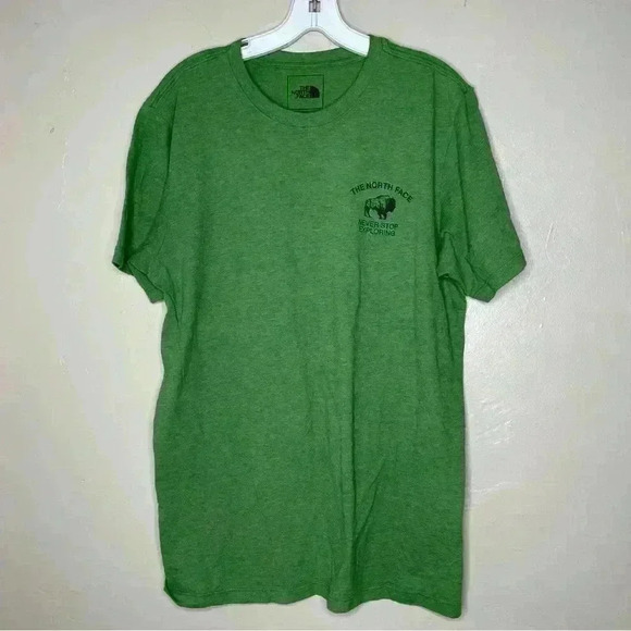 The North Face T-Shirt Mens Logo Short Sleeve Green Tee Cotton Crew Neck ~Size S - Picture 1 of 6